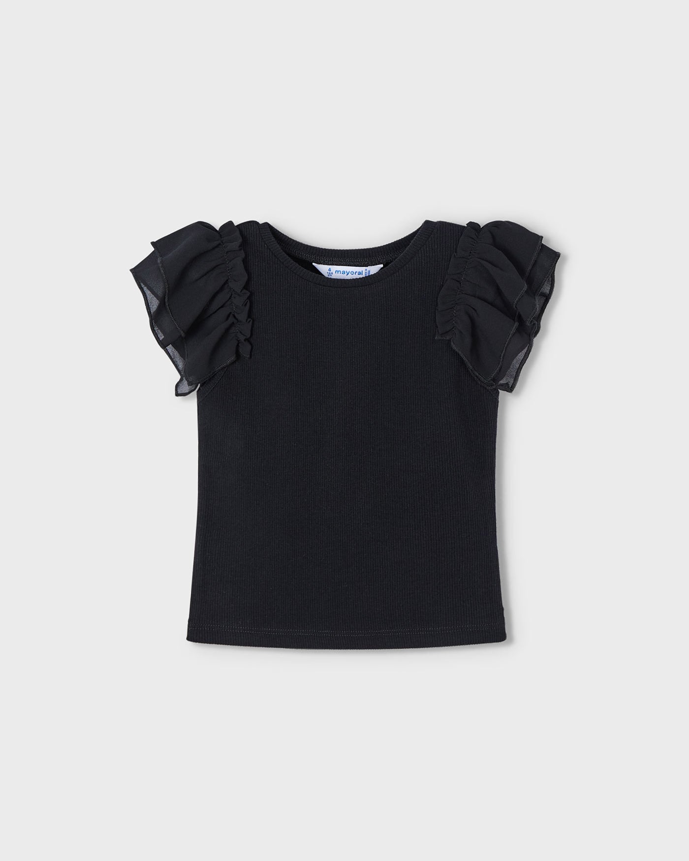 T-Shirt volant chiffon bambina Mayoral nero Mayoral Nero