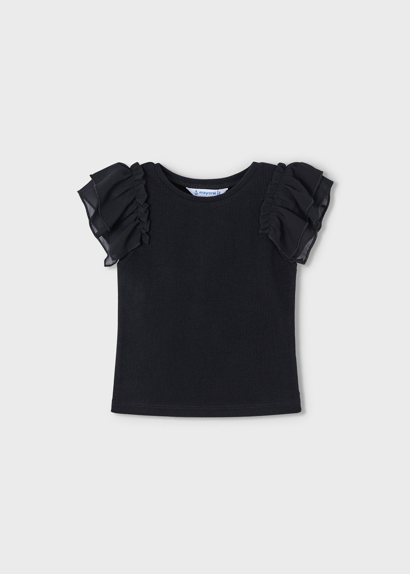 T-Shirt volant chiffon bambina Mayoral nero Mayoral Nero