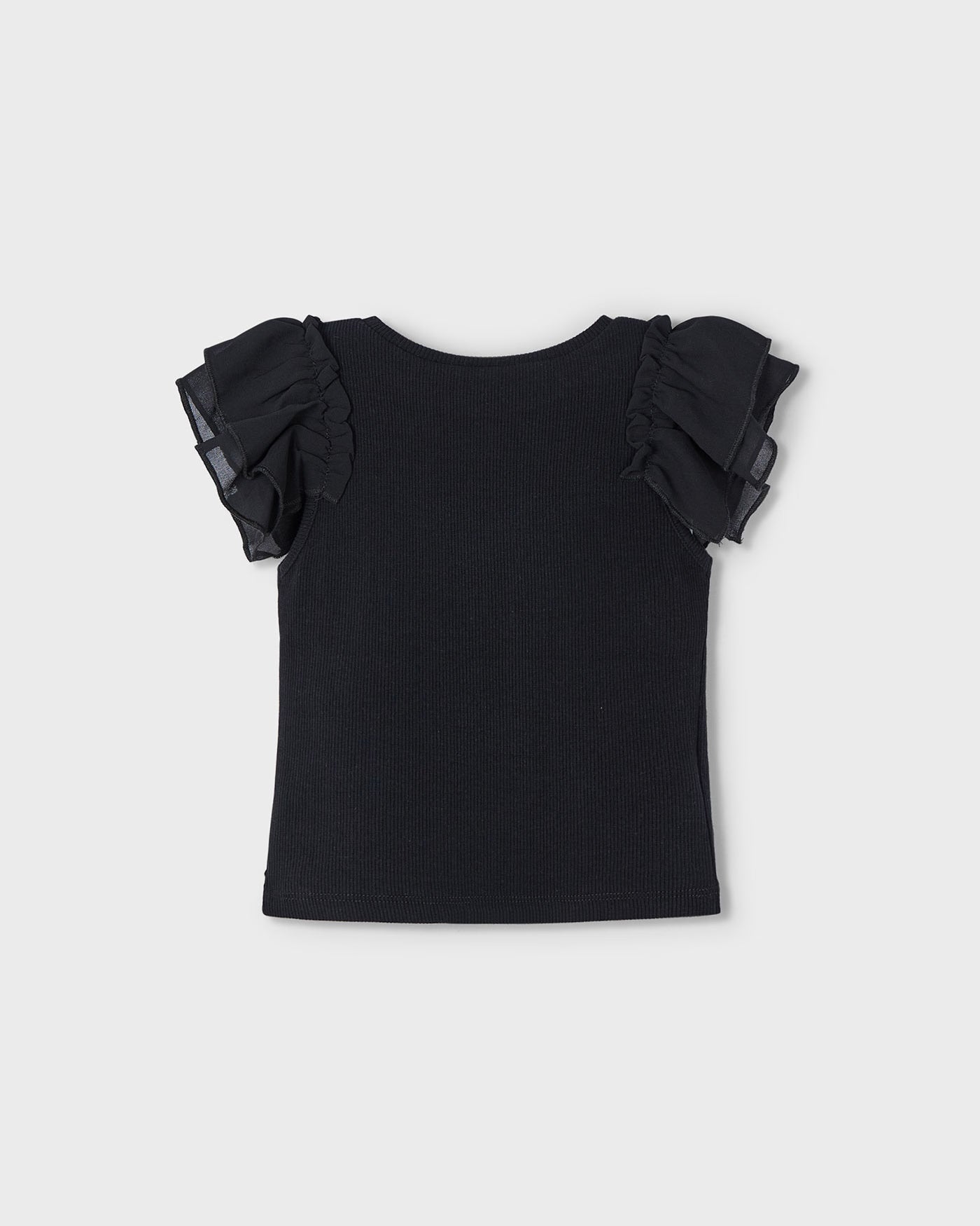 T-Shirt volant chiffon bambina Mayoral nero Mayoral Nero