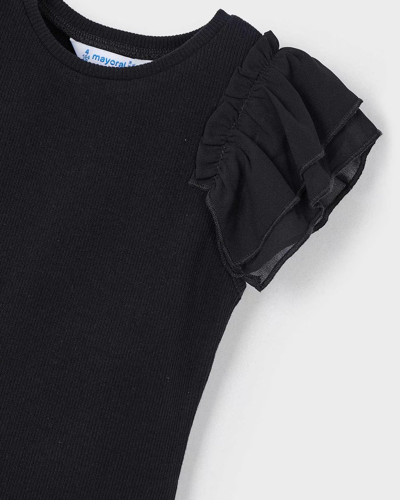 T-Shirt volant chiffon bambina Mayoral nero Mayoral Nero