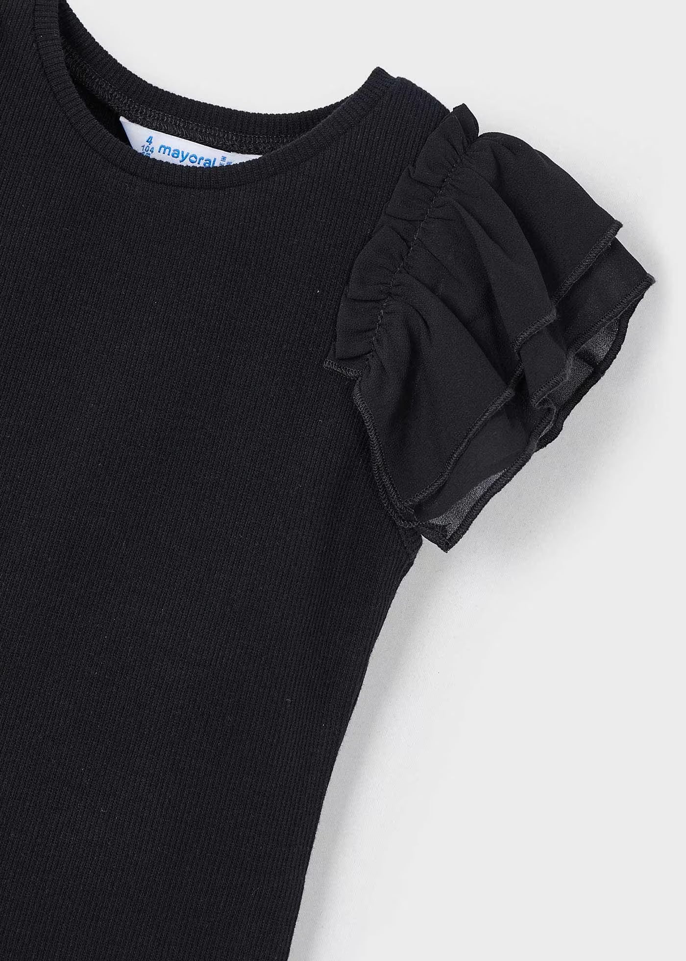 T-Shirt volant chiffon bambina Mayoral nero Mayoral Nero