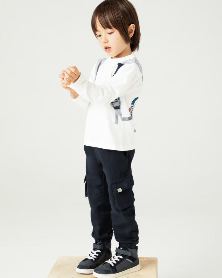 Maglietta caldo cotone bambino Mayoral Zaino skate bianca Mayoral Bianco