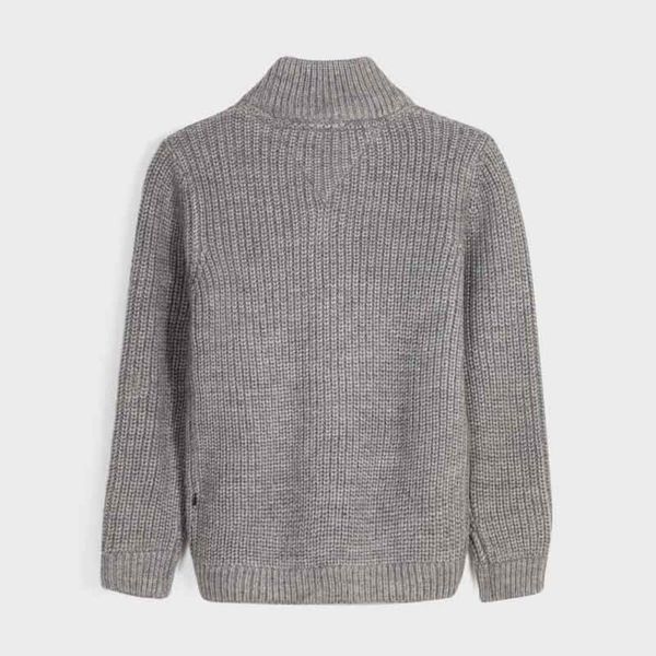 Maglioncino zip ragazzo Mayoral in tricot grigio tinta unita - ErreGiModaBimbo
