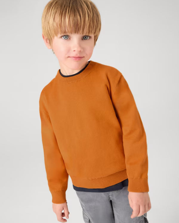 Maglione girocollo cotone basico bambino Mayoral arancione Mayoral Arancione