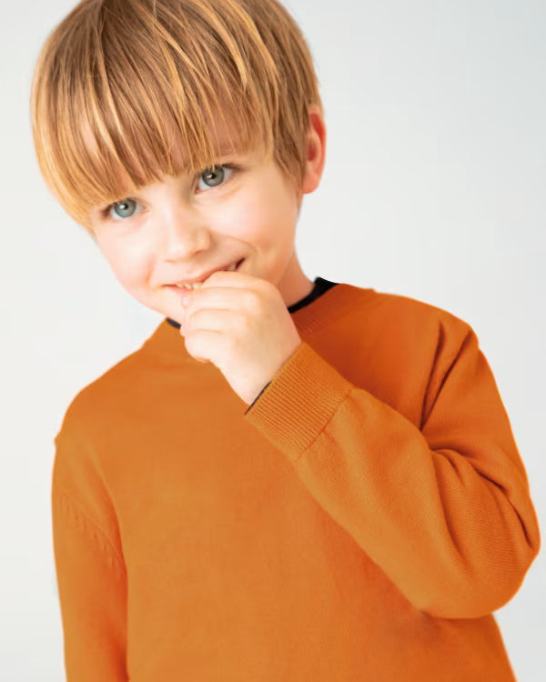 Maglione girocollo cotone basico bambino Mayoral arancione Mayoral Arancione