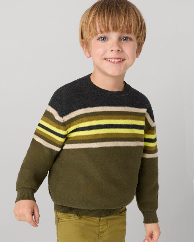 Maglione bambino Mayoral verde fantasia righe Mayoral Verde