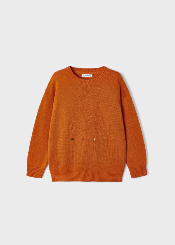 Maglione bambino ricamo Mayoral arancione zafferano - ErreGiModaBimbo