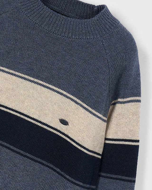 Maglione bande bambino Mayoral blu e beige Mayoral 2 Anni 92cm