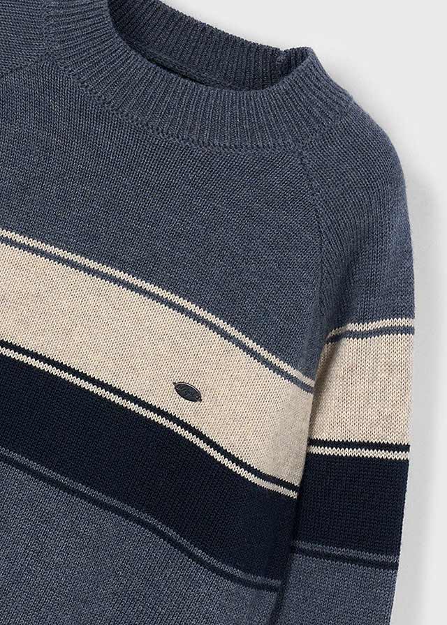 Maglione bande bambino Mayoral blu e beige Mayoral 2 Anni 92cm