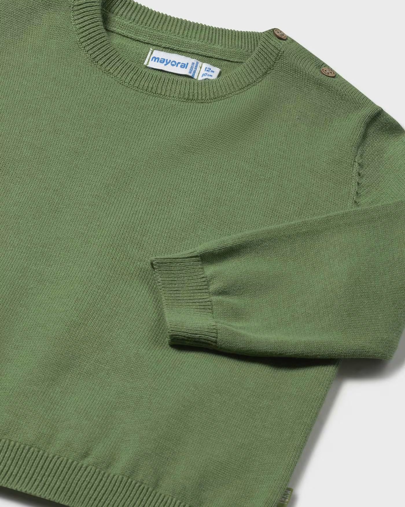 Maglione basico 100% cotone neonato Mayoral verde salvia Mayoral 6 Mesi 68cm