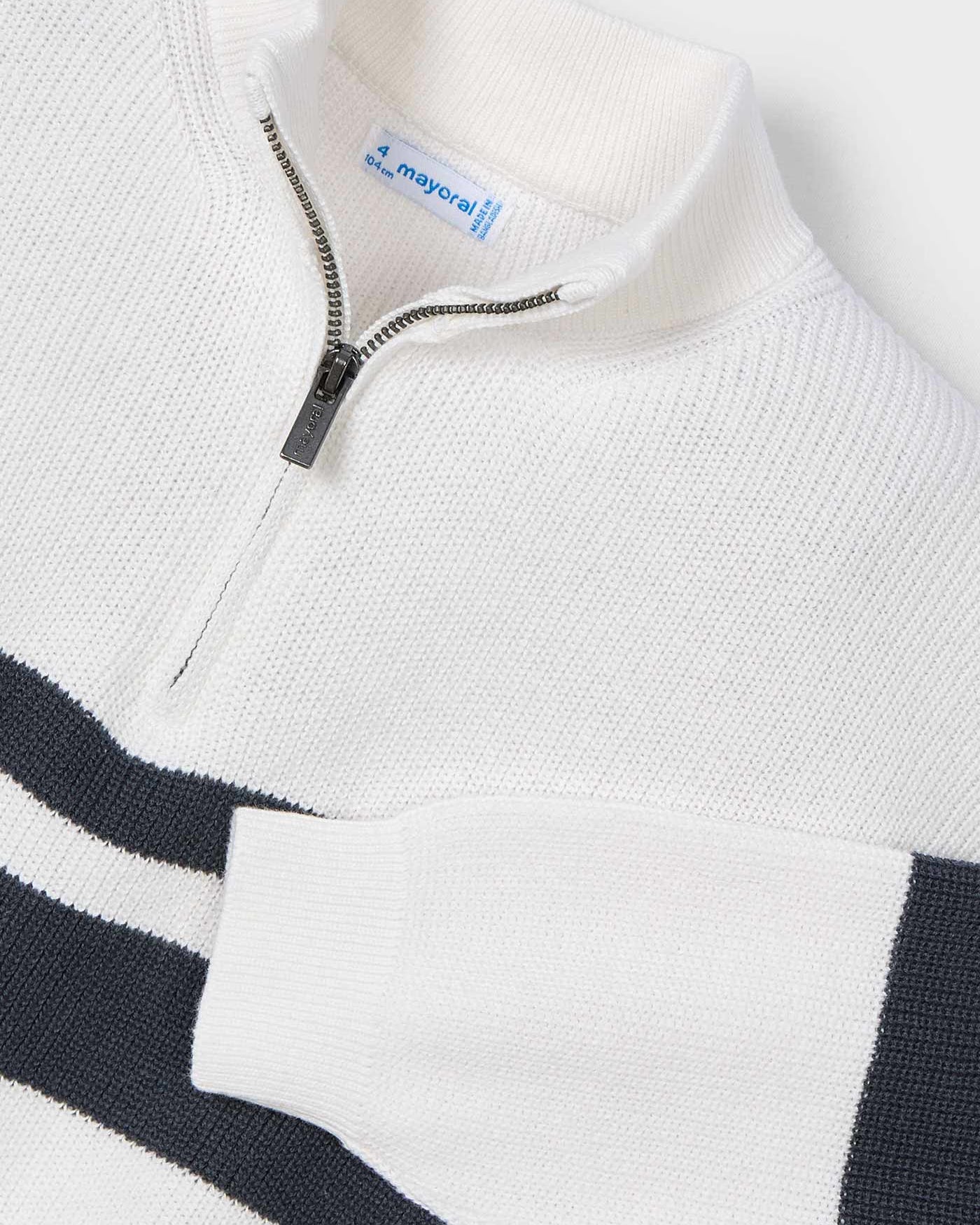 Maglione cerniera bambino Mayoral panna righe blu notte Mayoral 2 Anni 92cm