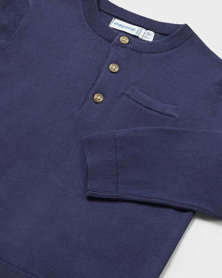 Maglione bottoni fresco cotone neonato Mayoral blu Mayoral Blu
