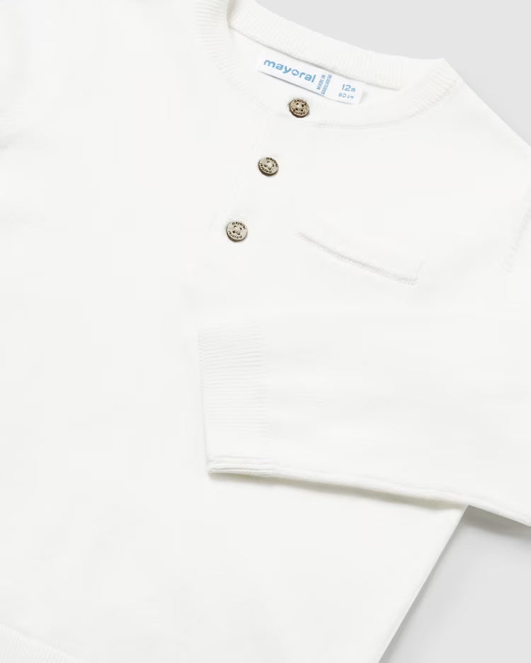 Maglione bottoni fresco cotone neonato Mayoral panna Mayoral Panna