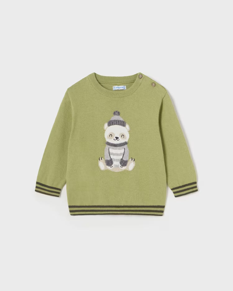 Maglione con ricamo orsetto neonato Mayoral verde Mayoral Verde