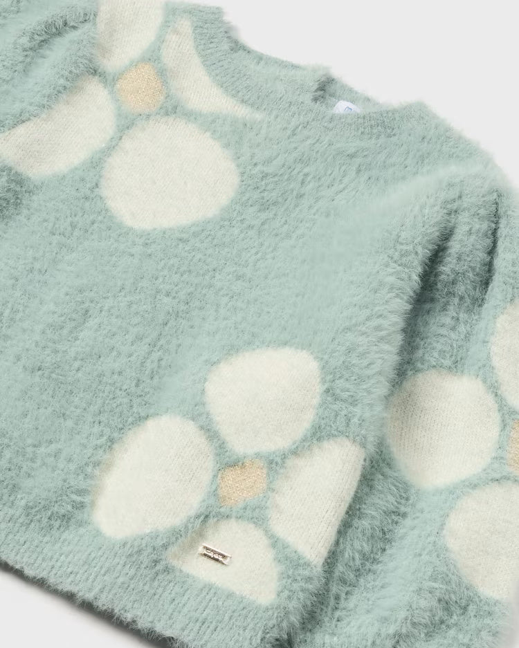 Maglione jacquard neonata Mayoral fantasia verde fiori Mayoral Verde