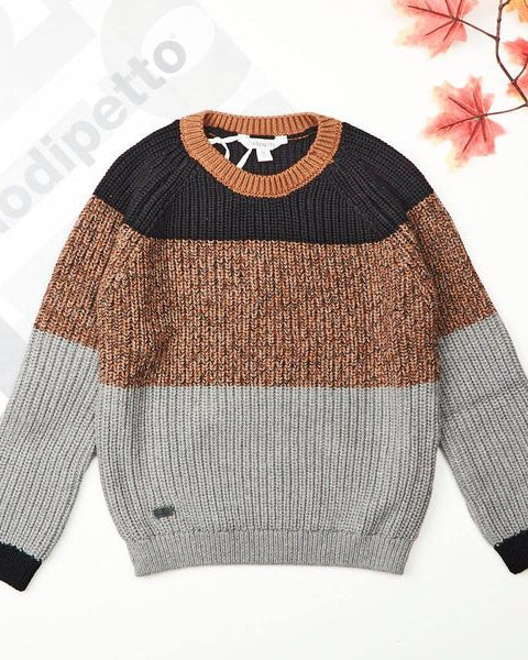 Maglione girocollo bambino Dodipetto tricolor di puro cotone - ErreGiModaBimbo