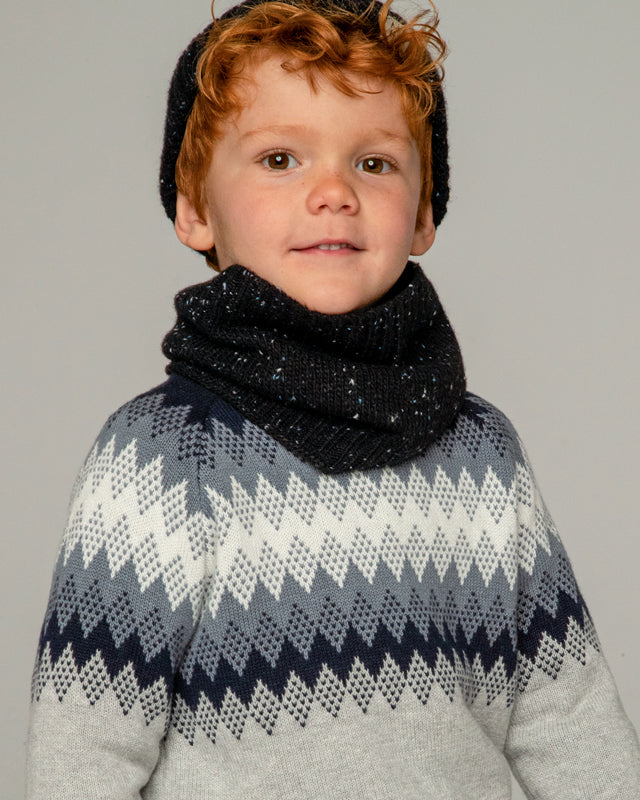 Maglione jacquard bambino Mayoral grigio fantasia azzurra blu Mayoral Grigio