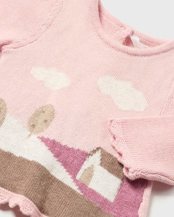 Maglione jacquard paesaggio rosa neonata Mayoral Newborn - ErreGiModaBimbo