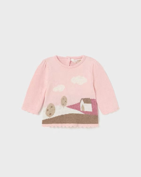 Maglione jacquard paesaggio rosa neonata Mayoral Newborn - ErreGiModaBimbo