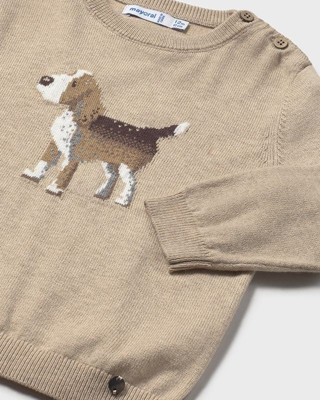 Maglione neonato Mayoral motivo intarsio Cane beige Mayoral 6 Mesi 68cm