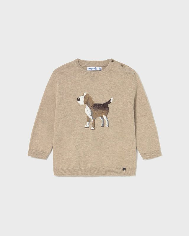 Maglione neonato Mayoral motivo intarsio Cane beige Mayoral 6 Mesi 68cm