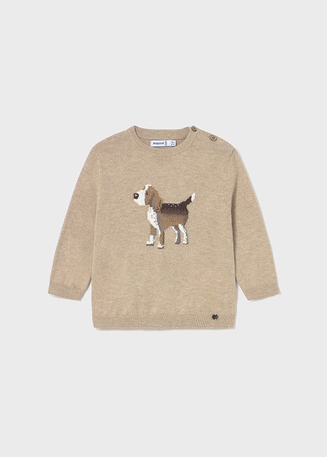 Maglione neonato Mayoral motivo intarsio Cane beige Mayoral 6 Mesi 68cm