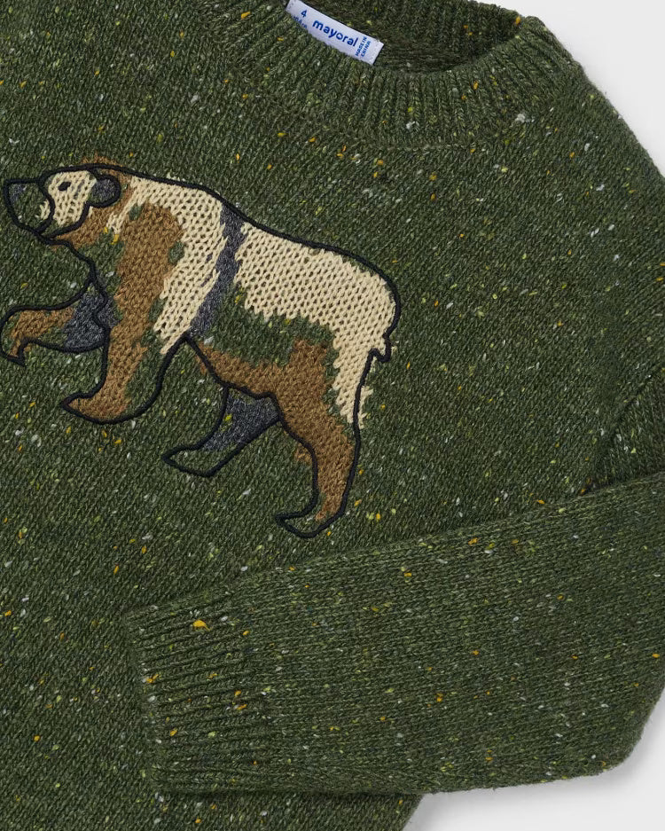 Maglione orso intarsi bambino Mayoral verde bosco Mayoral Verde