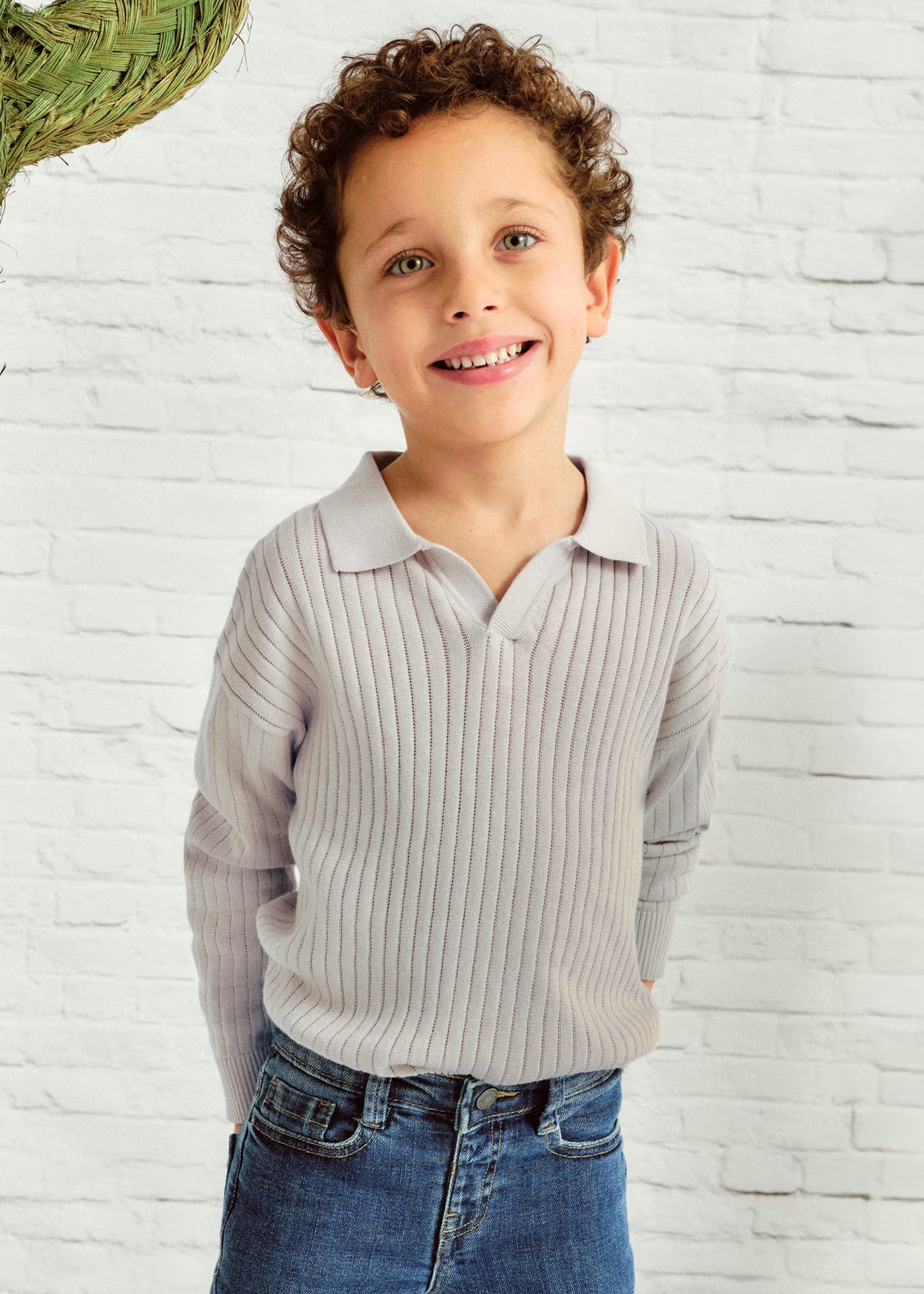 Maglione polo a costine bambino Mayoral grigio pietra Mayoral 2 Anni 92cm