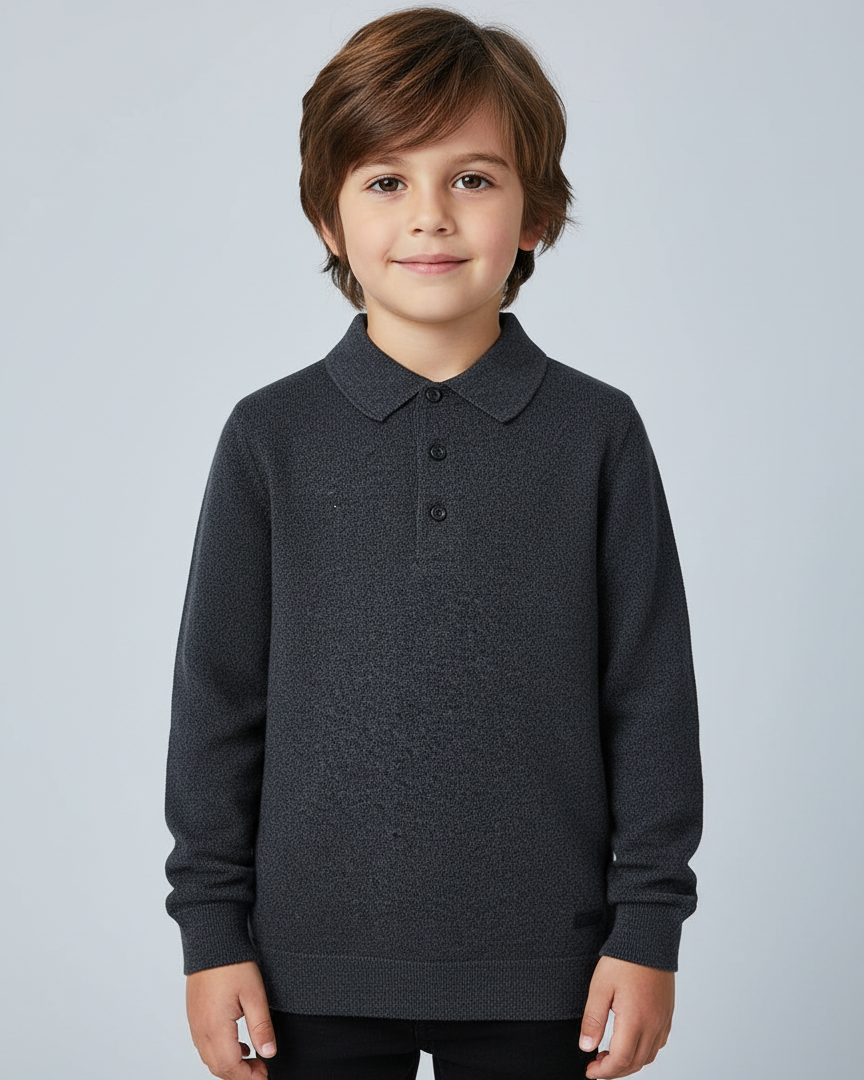 Maglione polo tricot bambino Mayoral grigio scuro Mayoral Grigio