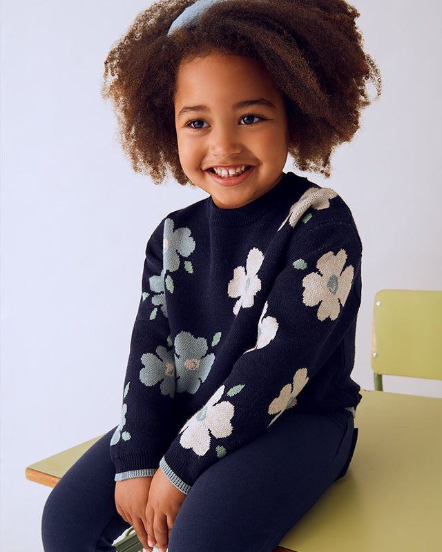 Maglione viscosa jacquard bambina Mayoral blu floreale Mayoral 2 Anni 92cm