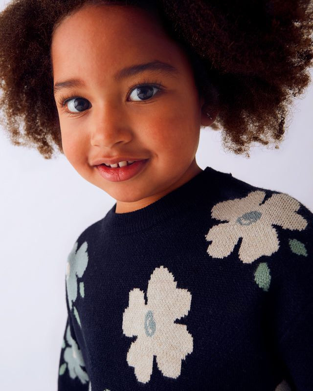 Maglione viscosa jacquard bambina Mayoral blu floreale Mayoral 2 Anni 92cm