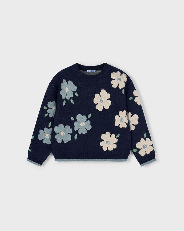 Maglione viscosa jacquard bambina Mayoral blu floreale Mayoral 2 Anni 92cm