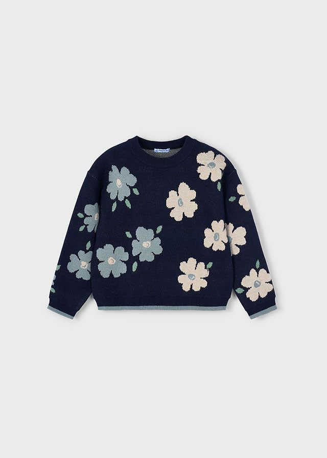 Maglione viscosa jacquard bambina Mayoral blu floreale Mayoral 2 Anni 92cm