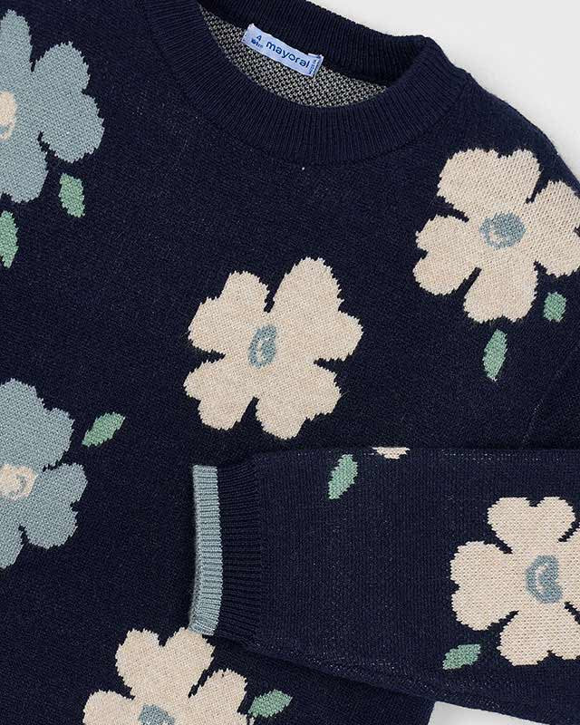 Maglione viscosa jacquard bambina Mayoral blu floreale Mayoral 2 Anni 92cm