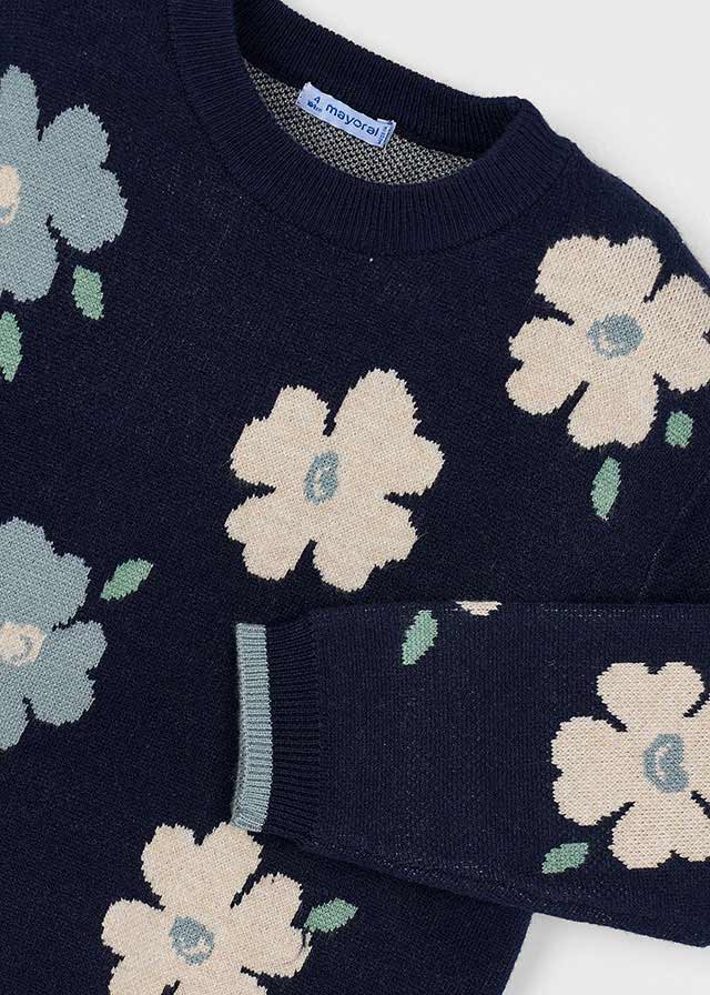 Maglione viscosa jacquard bambina Mayoral blu floreale Mayoral 2 Anni 92cm
