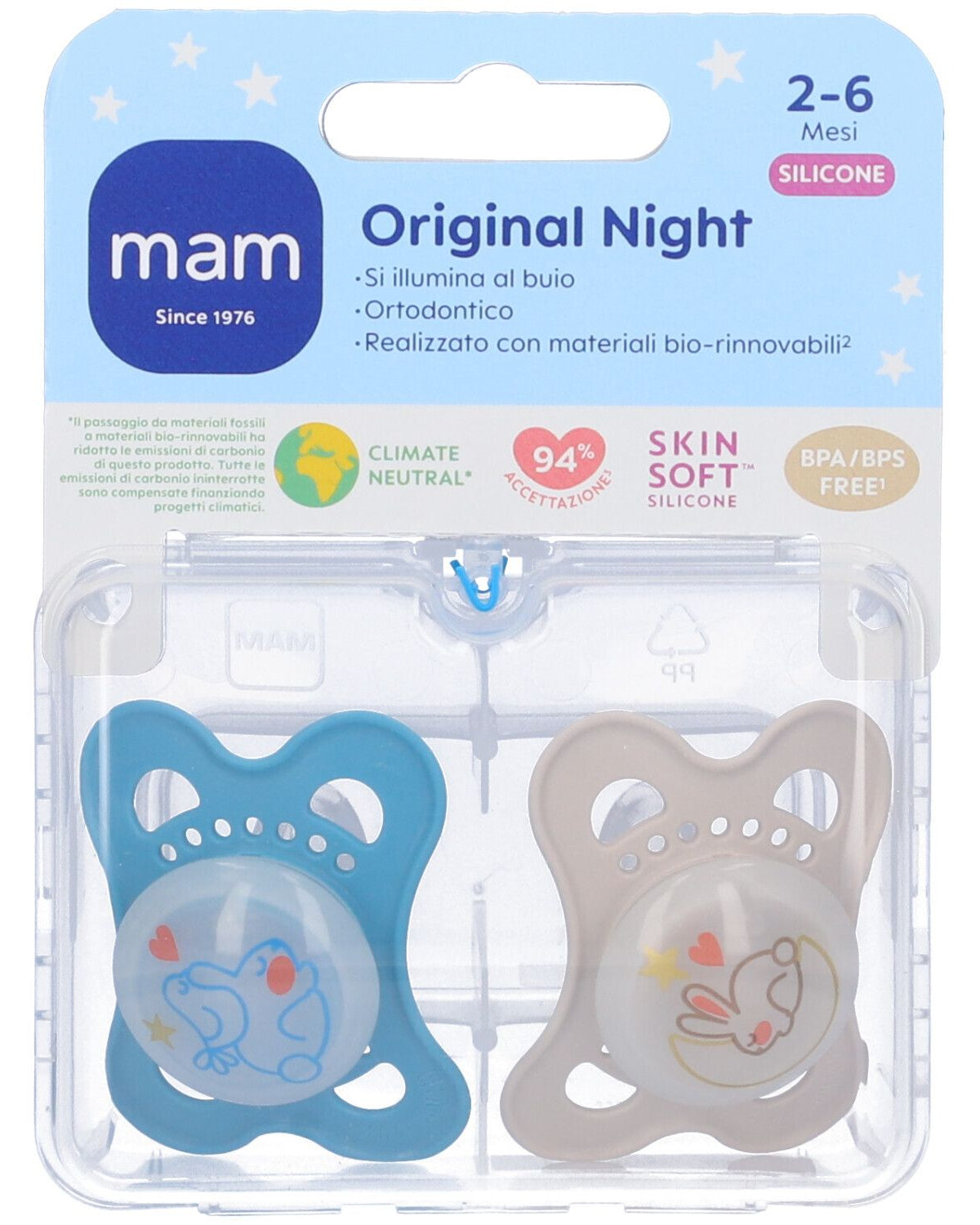 Set di ciucci brillano al buio per bambini 2-6 mesi