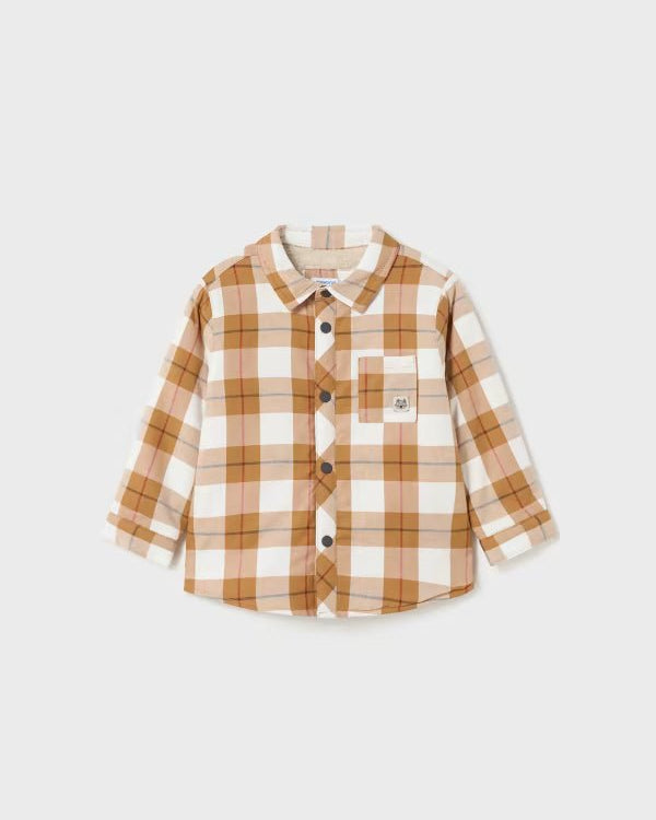 Overshirt foderata neonato Mayoral imbottita fantasia quadri arachide - ErreGiModaBimbo