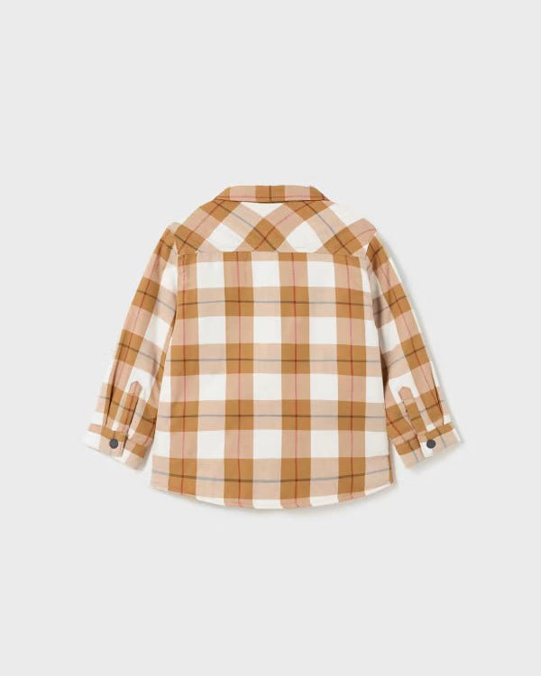 Overshirt foderata neonato Mayoral imbottita fantasia quadri arachide - ErreGiModaBimbo