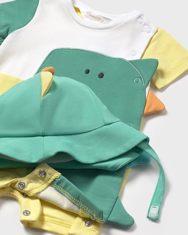 Pagliaccetto cappello neonato Mayoral Newborn dinosauro verde e giallo Mayoral Verde