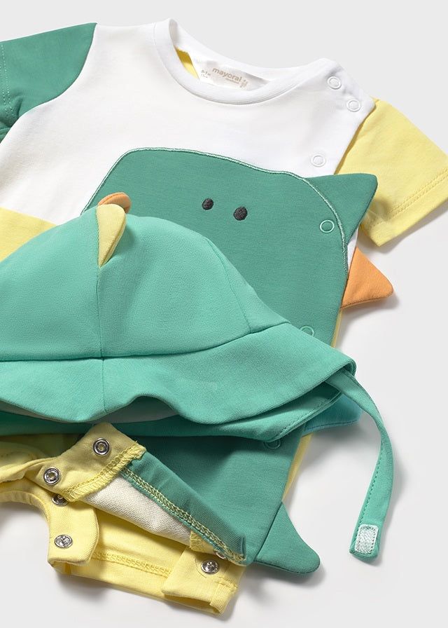 Pagliaccetto cappello neonato Mayoral Newborn dinosauro verde e giallo Mayoral Verde