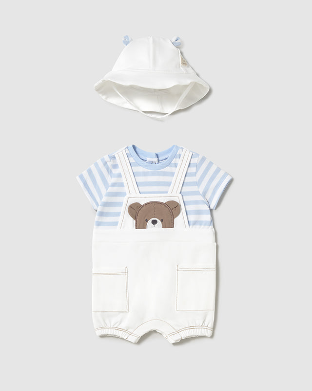 Pagliaccetto con cappello neonato Mayoral Newborn Orsetto azzurro Mayoral Azzurro