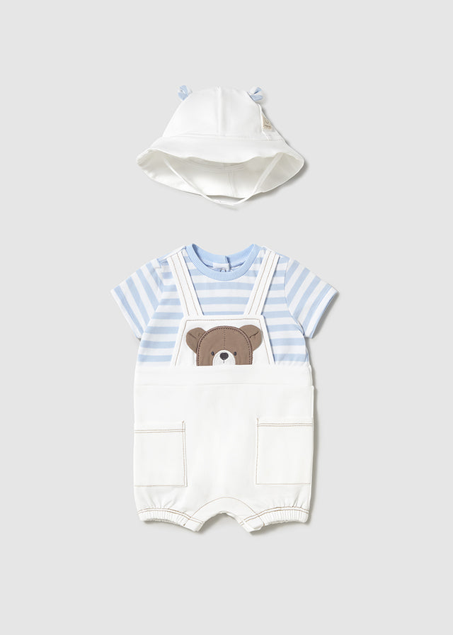 Pagliaccetto con cappello neonato Mayoral Newborn Orsetto azzurro Mayoral Azzurro