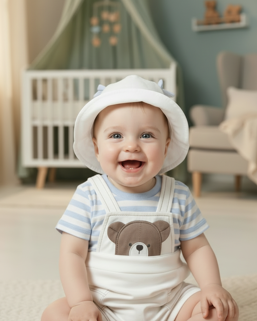 Pagliaccetto con cappello neonato Mayoral Newborn Orsetto azzurro Mayoral Azzurro