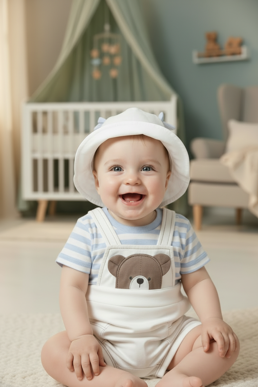 Pagliaccetto con cappello neonato Mayoral Newborn Orsetto azzurro Mayoral Azzurro
