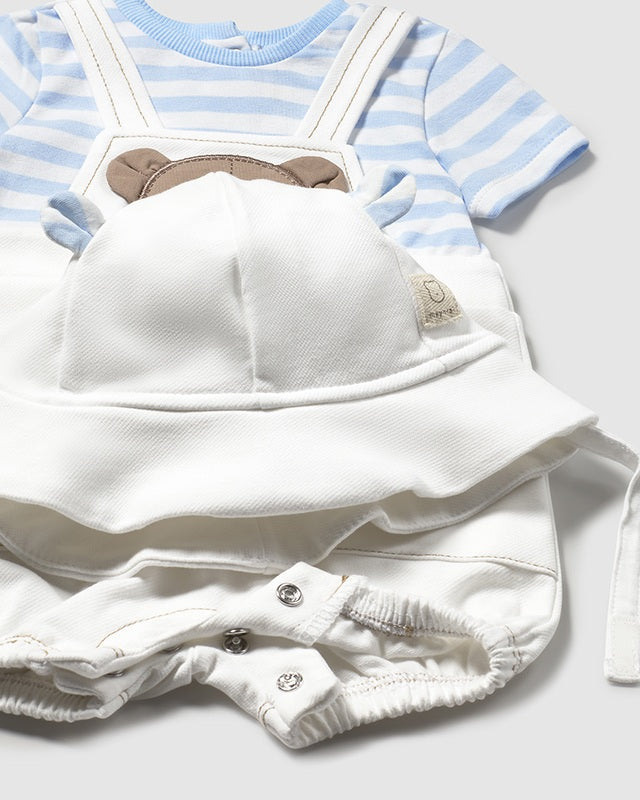 Pagliaccetto con cappello neonato Mayoral Newborn Orsetto azzurro Mayoral Azzurro