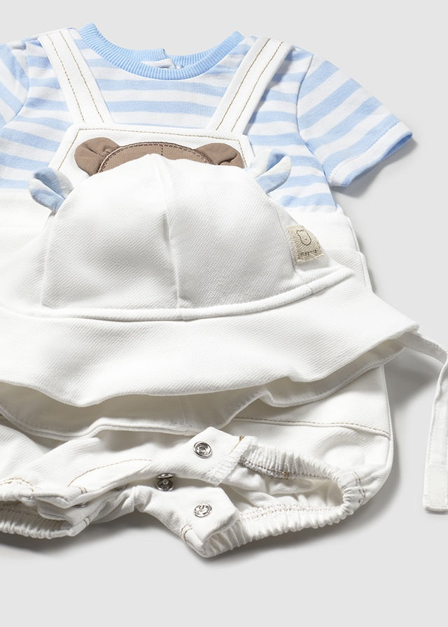 Pagliaccetto con cappello neonato Mayoral Newborn Orsetto azzurro Mayoral Azzurro