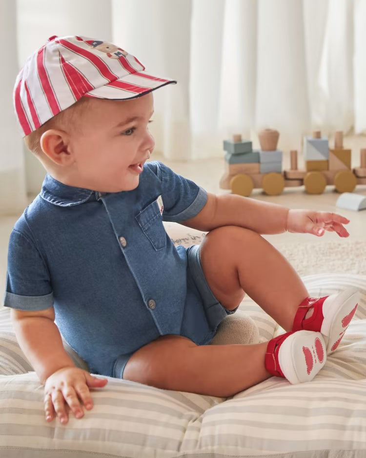 Pagliaccetto denim in cotone sostenibile neonato Mayoral Newborn jeans - ErreGiModaBimbo