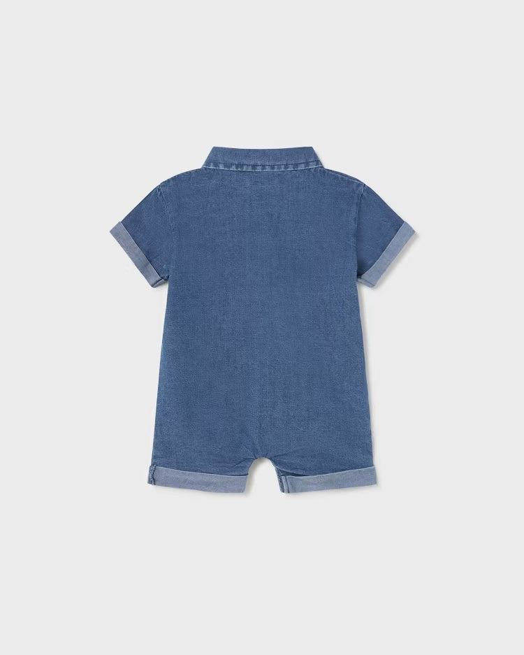 Pagliaccetto denim in cotone sostenibile neonato Mayoral Newborn jeans - ErreGiModaBimbo