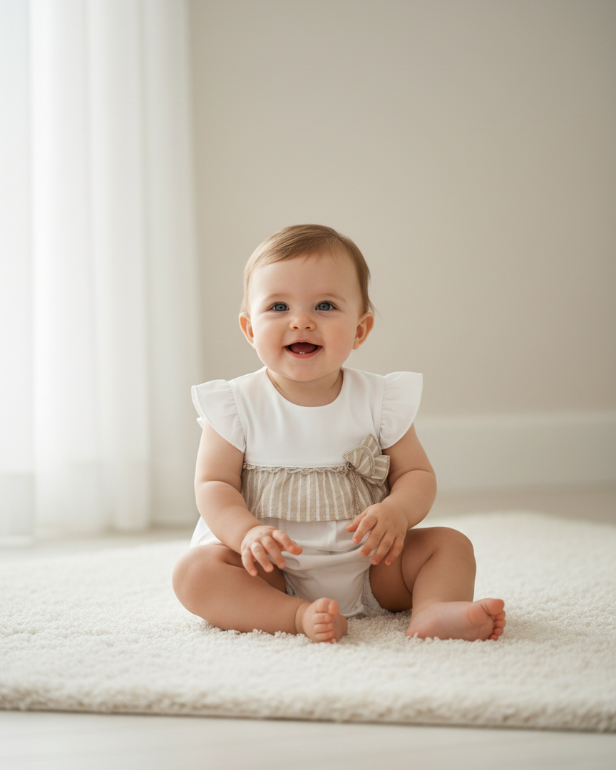 Pagliaccetto dettagli righe neonata Mayoral Newborn bianco Mayoral Bianco