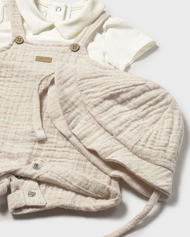 Pagliaccetto finta salopette con cappello neonato Mayoral Newborn beige Mayoral 0-1 Mesi 55cm